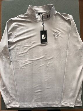 FootJoy Men's Light Gray/White Quarter-Zip Performance Sweater